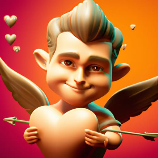 Hyper-Realistic Cupid with Bow and Arrow in 3D