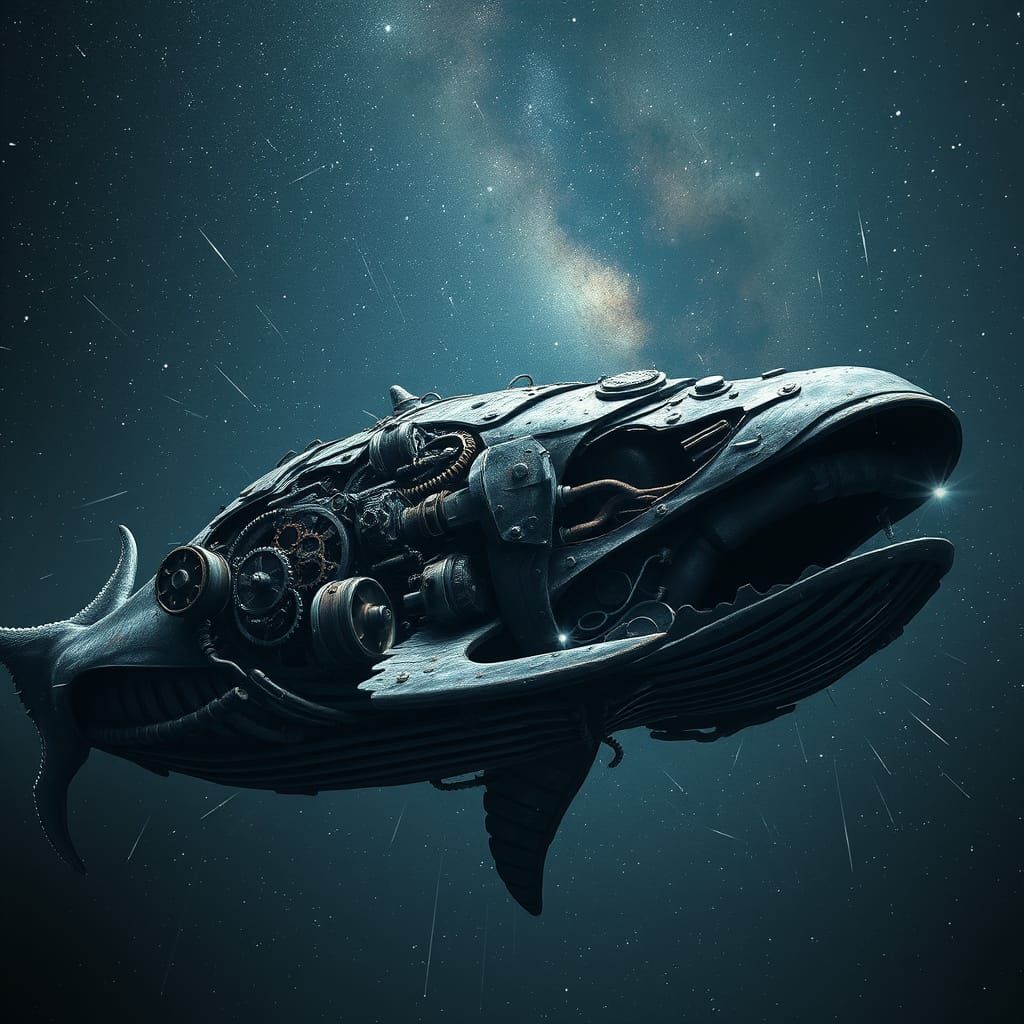 Eldritch Whale in the Milky Way: A Lovecraftian Horror Scene
