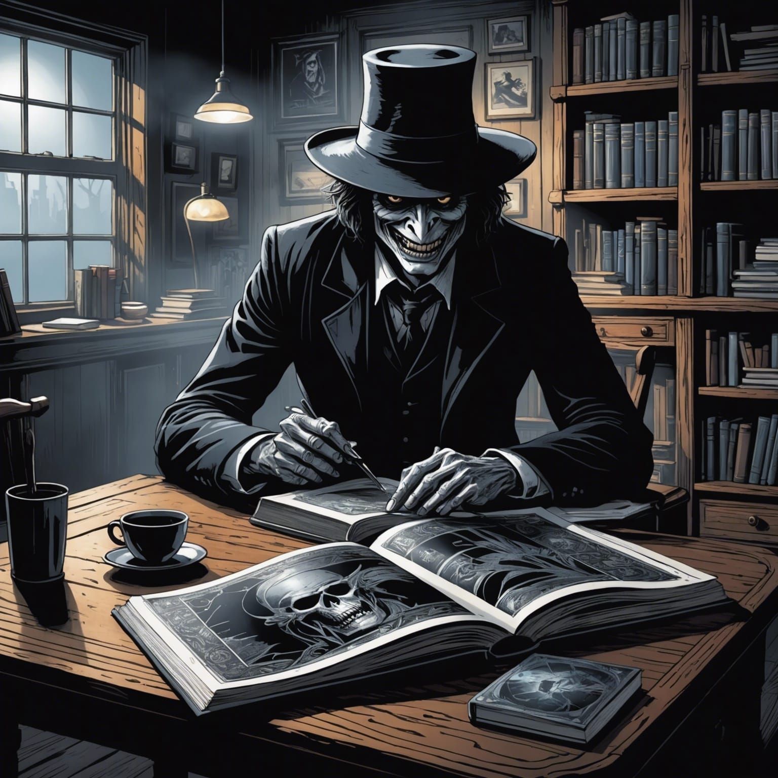 Babadook Book on Table, Comic Book Art Style