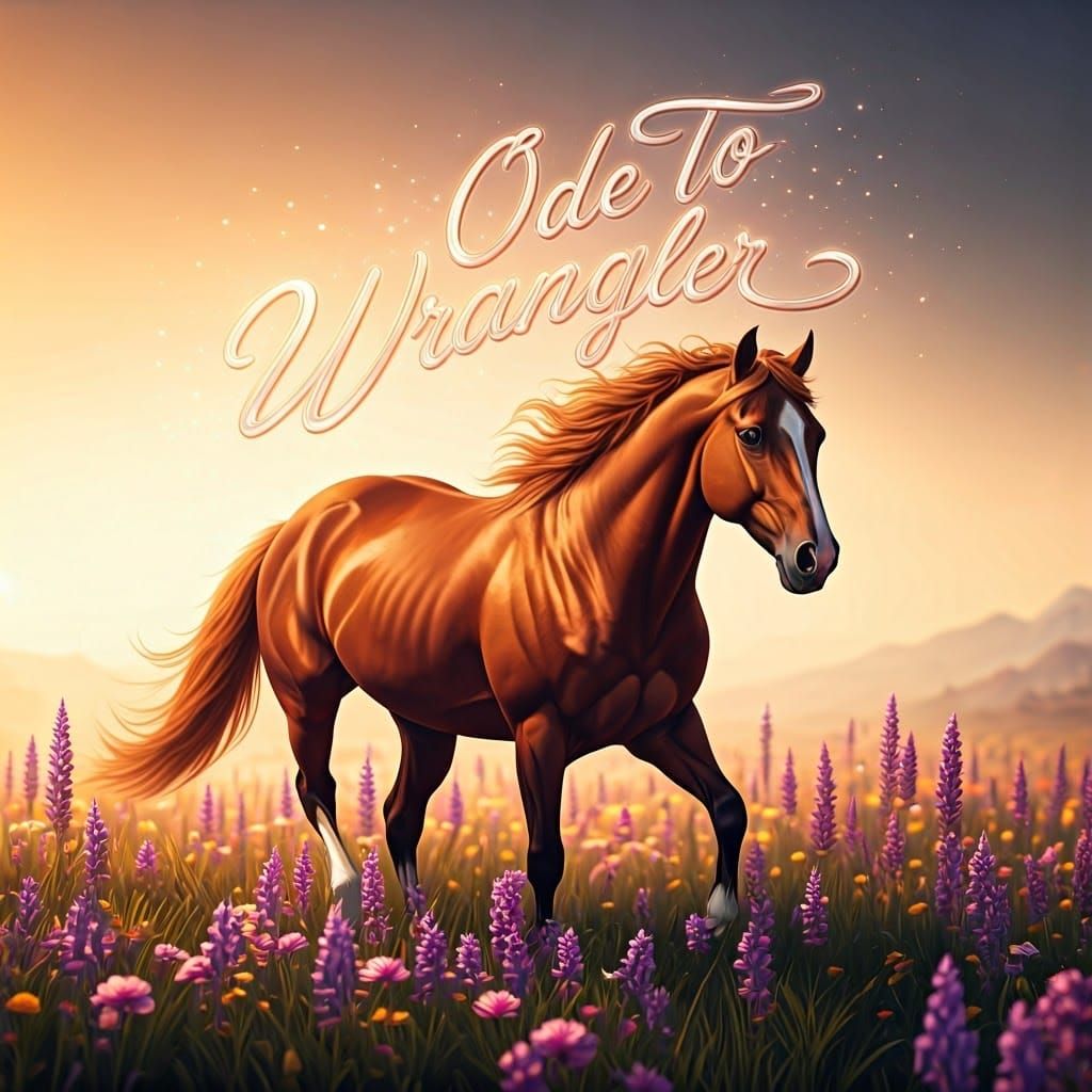 Sorrel Horse Galloping Through Wildflower Meadow