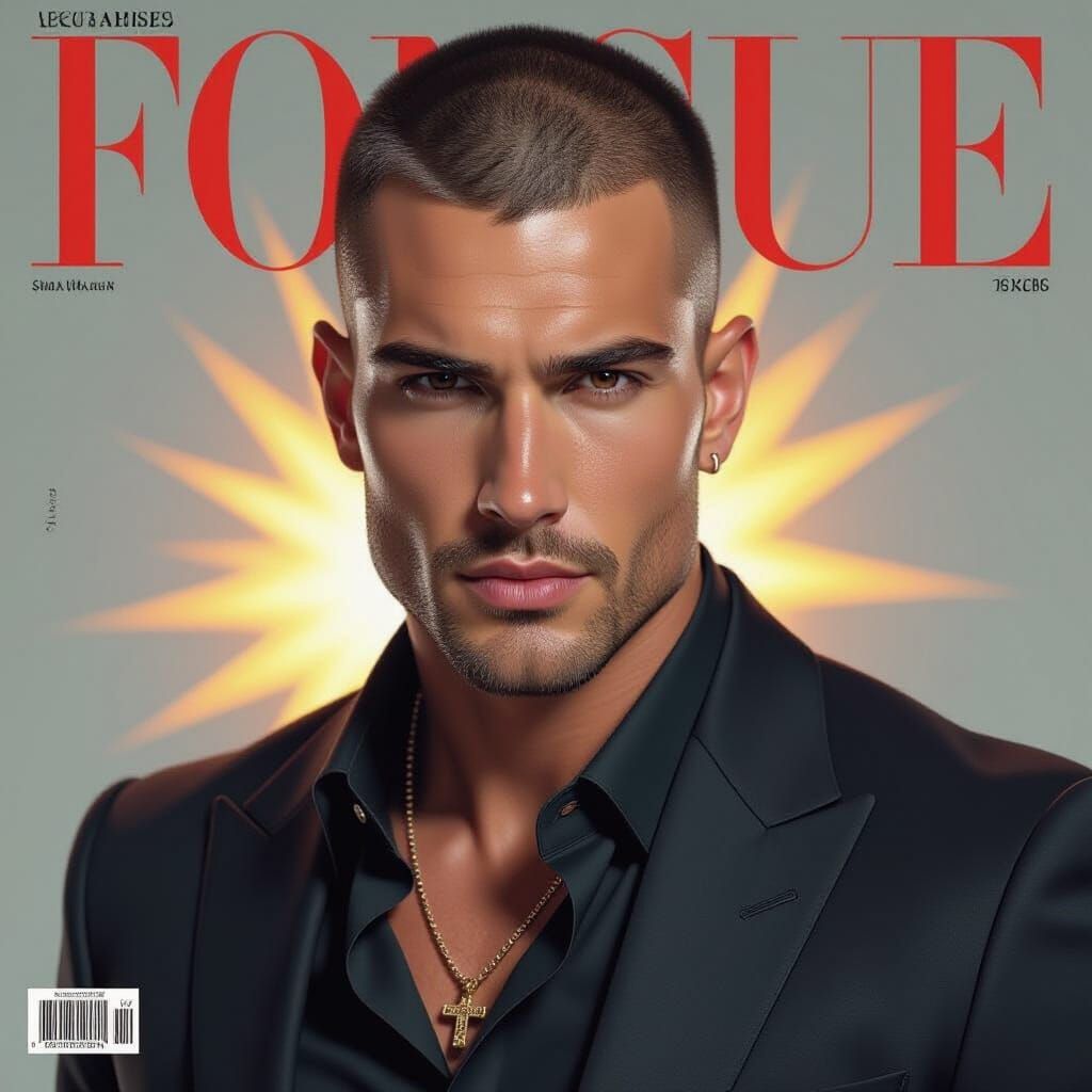 Magazine Cover Featuring Handsome Man in Art Nouveau Style