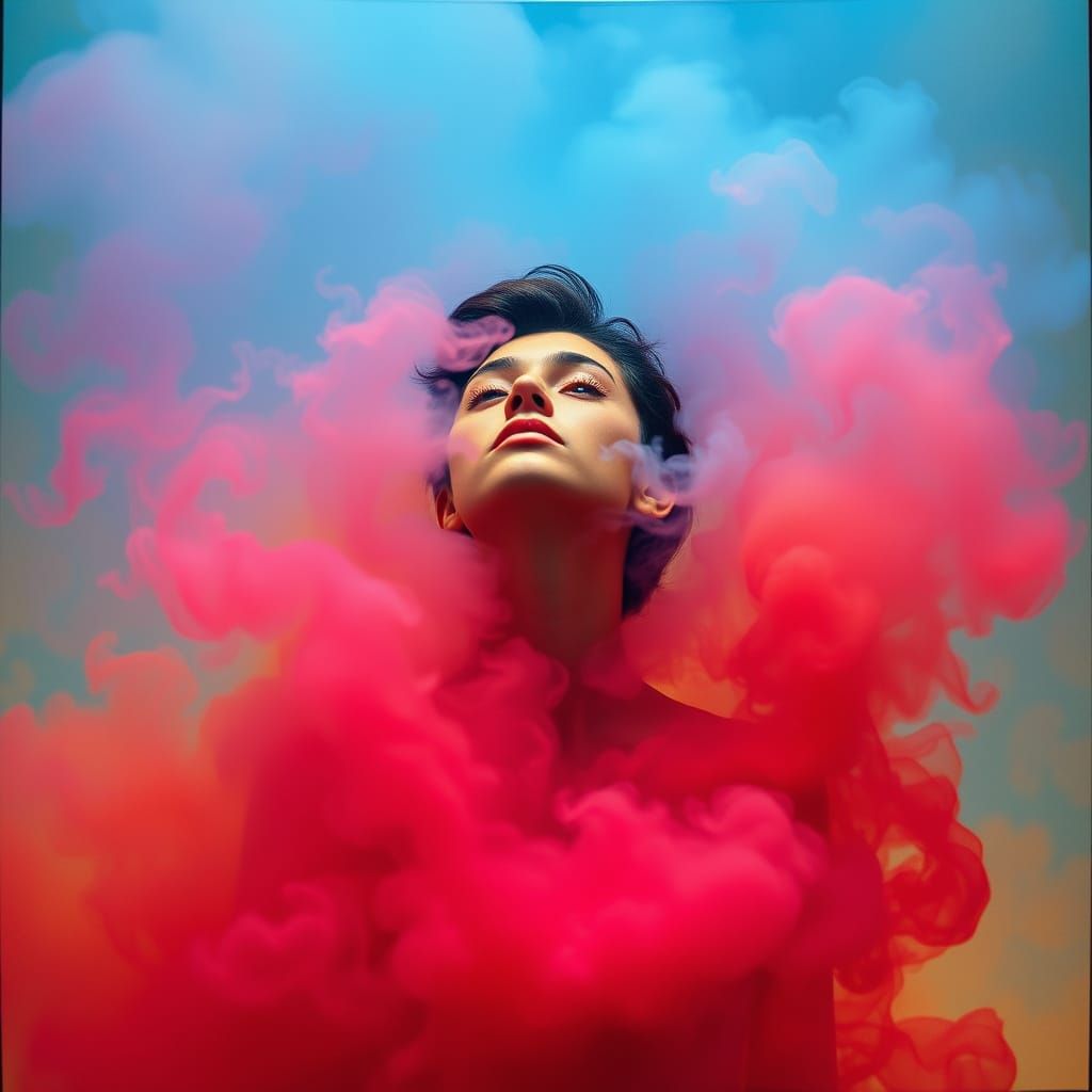 Surreal Dreamscape of Thought in Vibrant Mist