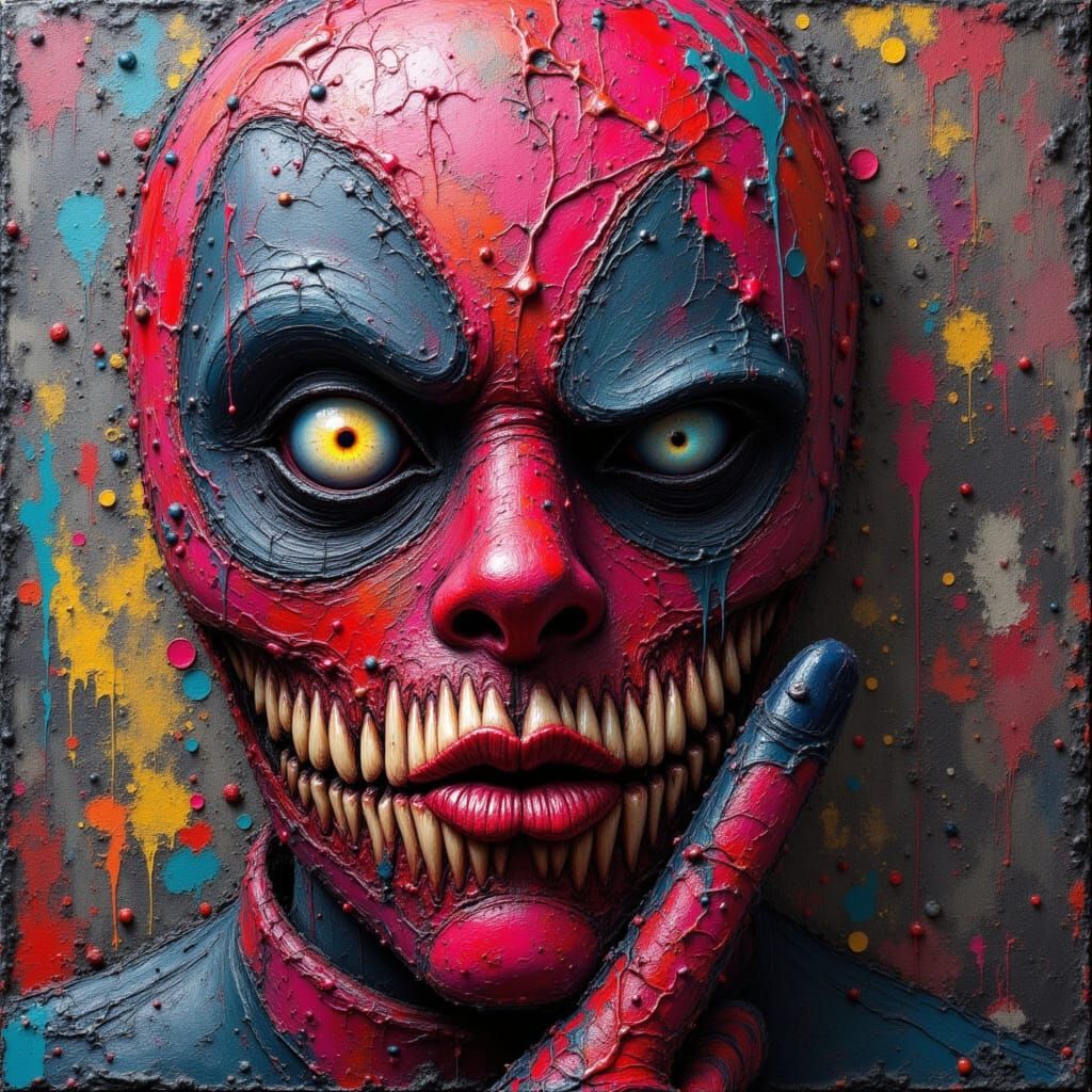 Vibrant Deadpool Sculpture Painting in Hand-Painted Plaster ...