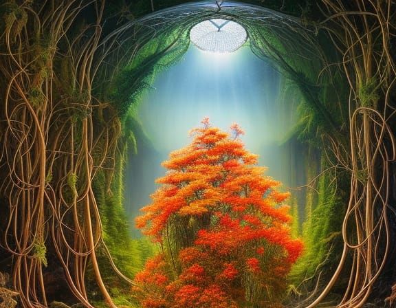 Brain Network in Warped Perspective, Digital Art