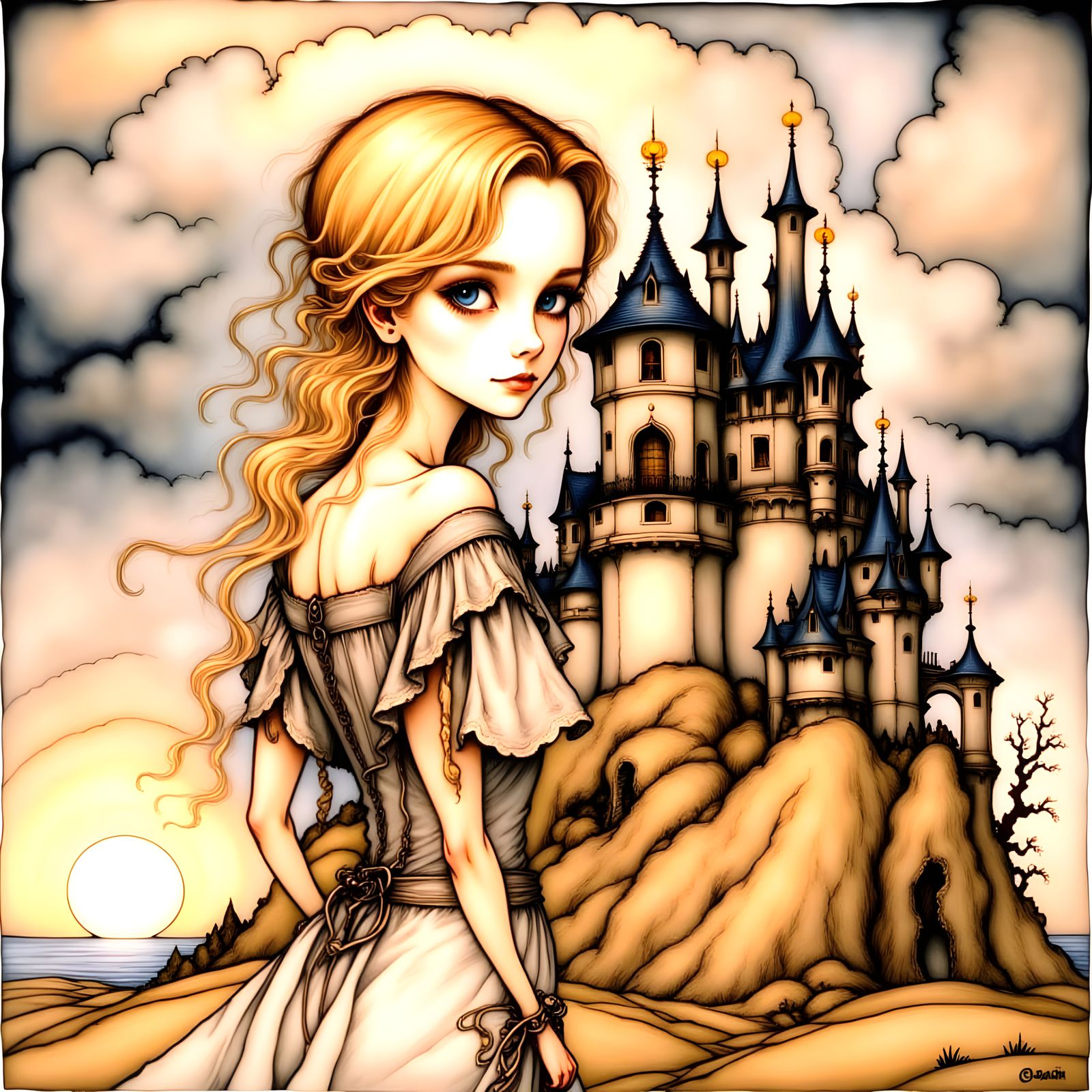 <lora:RackhamBurton1-Fb:1.0>  fantasy castle,
