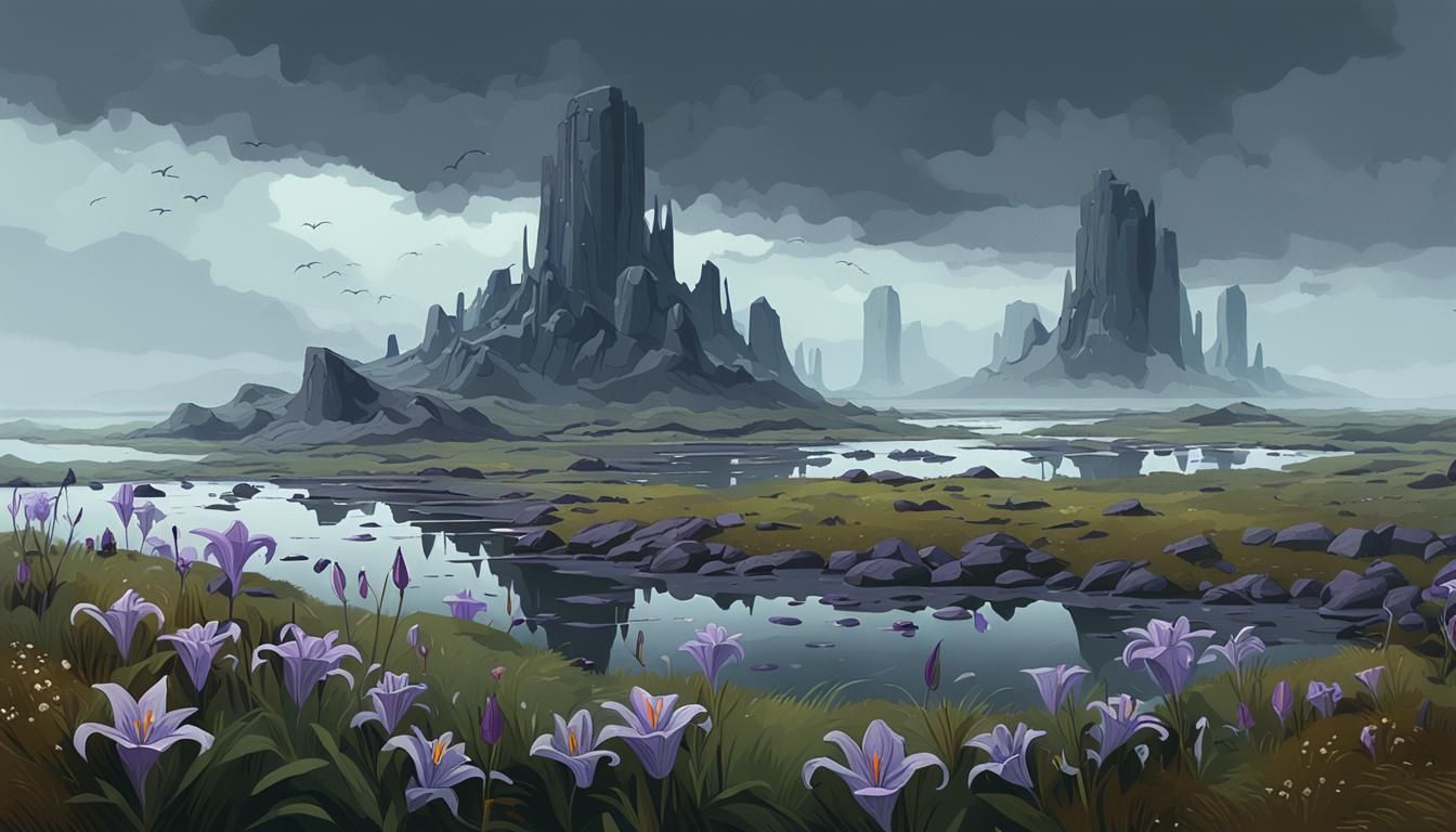 Misty Island Landscape in 3D Cartoon Style