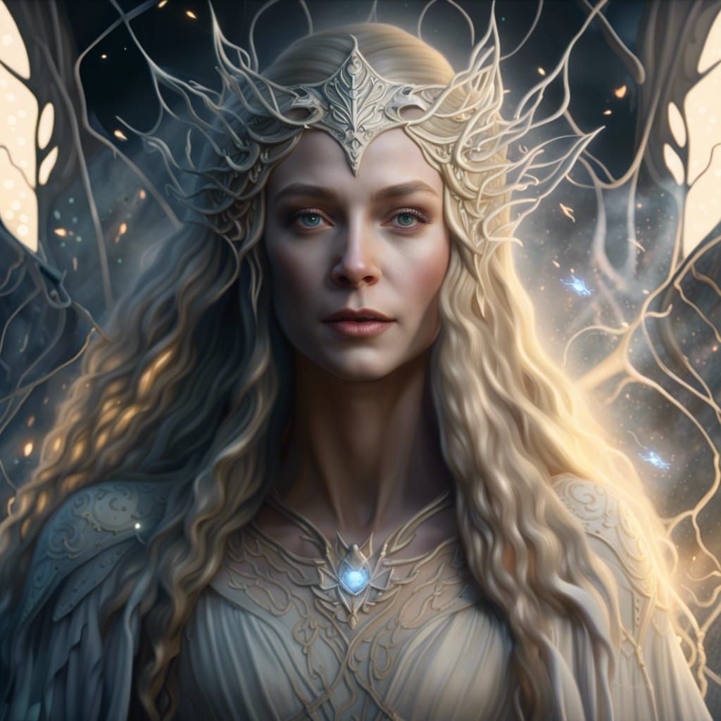 Ethereal Lady Galadriel in a Digital Matte Painting
