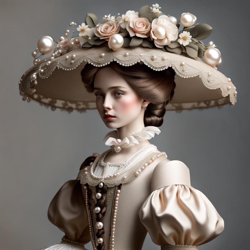 Victorian Elegance: Model in Hyper-Realistic Portrait