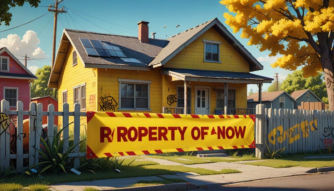 House with HOA Graffiti in Hyperrealistic 3D