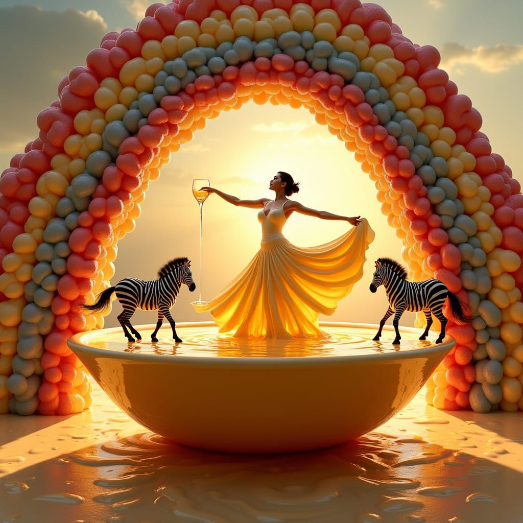 Milk & Chocolate Dancer in Honey Bowl with Zebra Rainbow