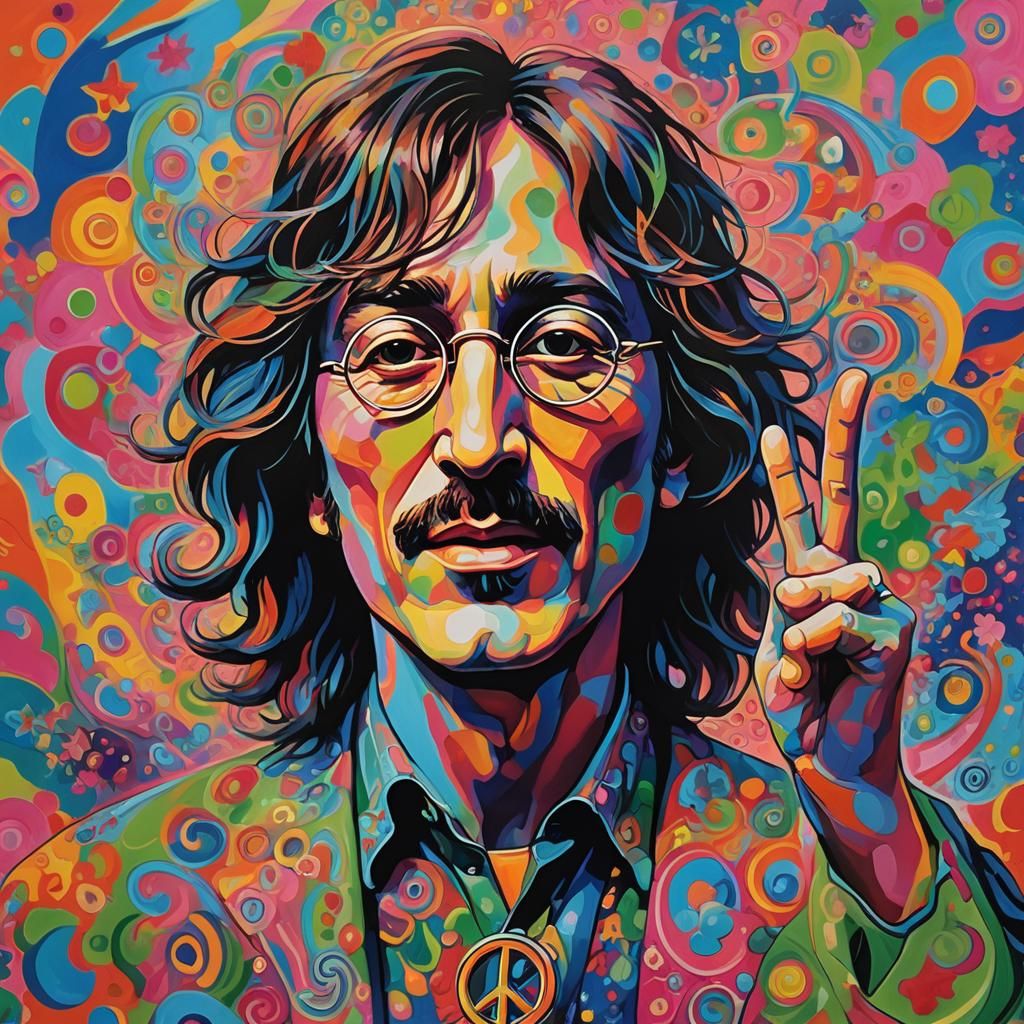 Psychedelic Surrealism: John Lennon in Vibrant Colors
