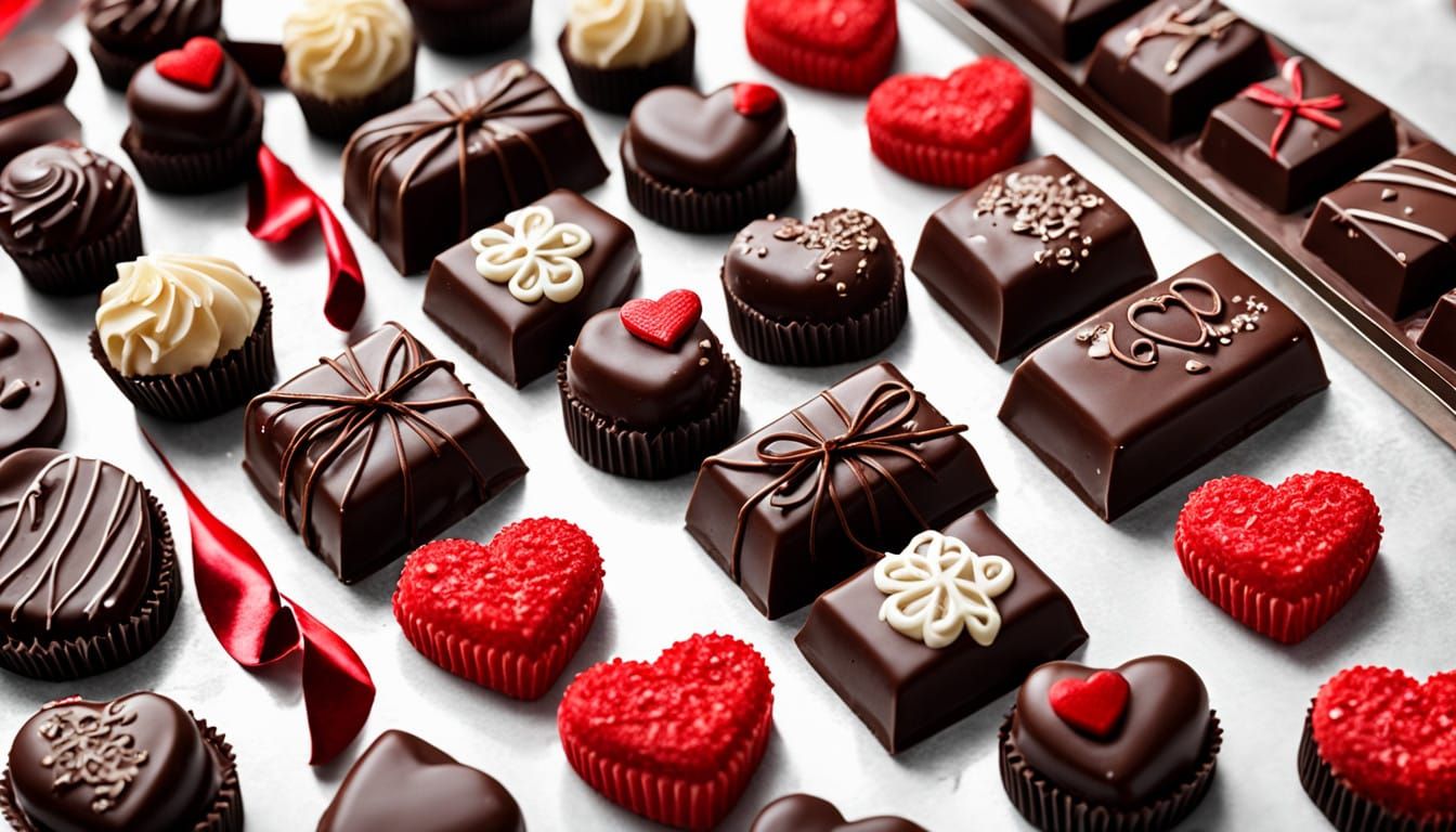 Romantic Valentine's Chocolates in Warm Pastel Hues