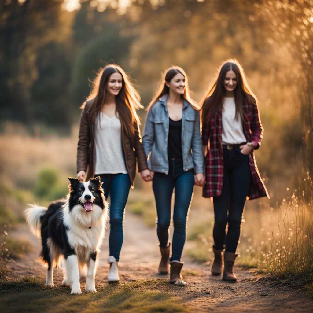 Friends Walking Border Collie: Professional Photography