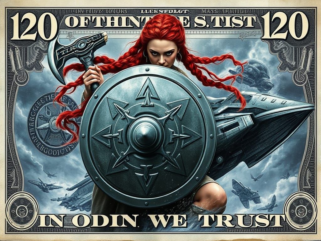 a 120 dollar bill  with  "in odin we trust