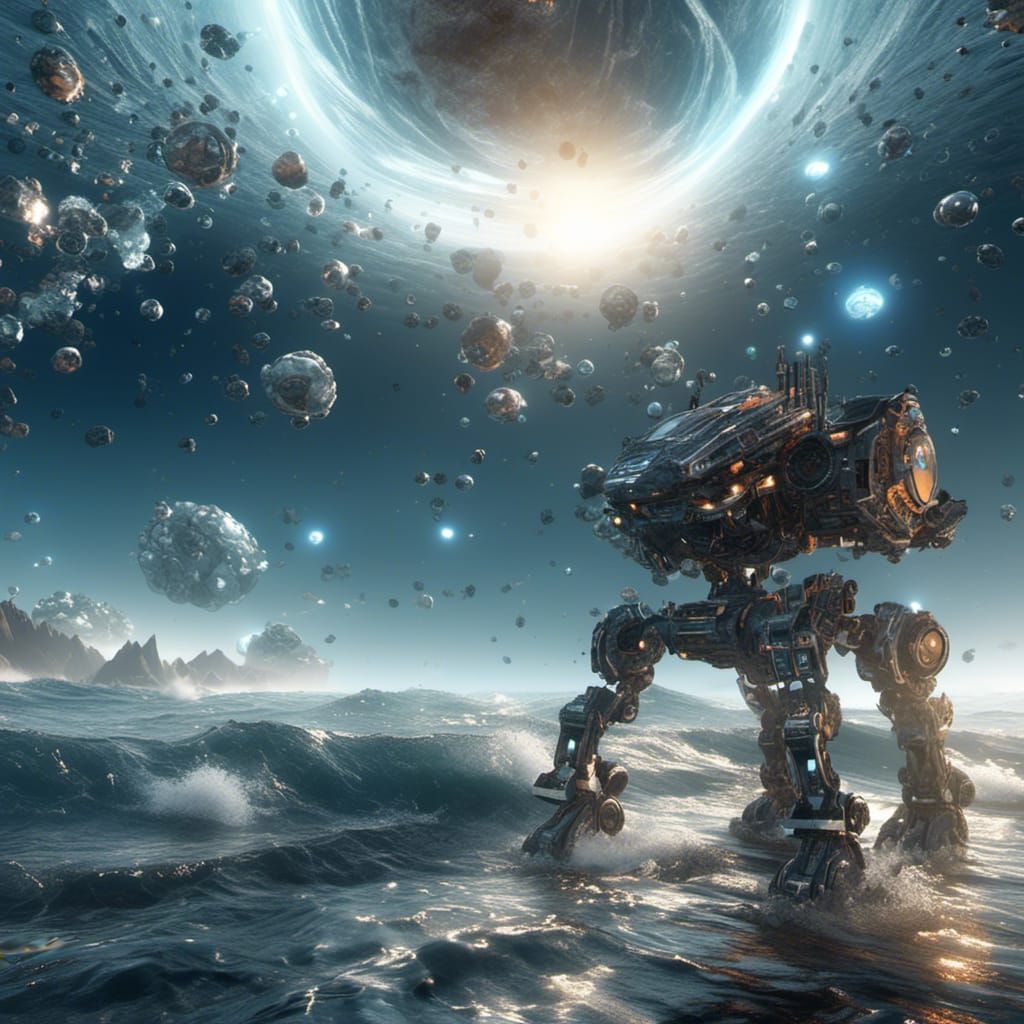 Artificial Landscape with Battle Mech, Hyperreal Style