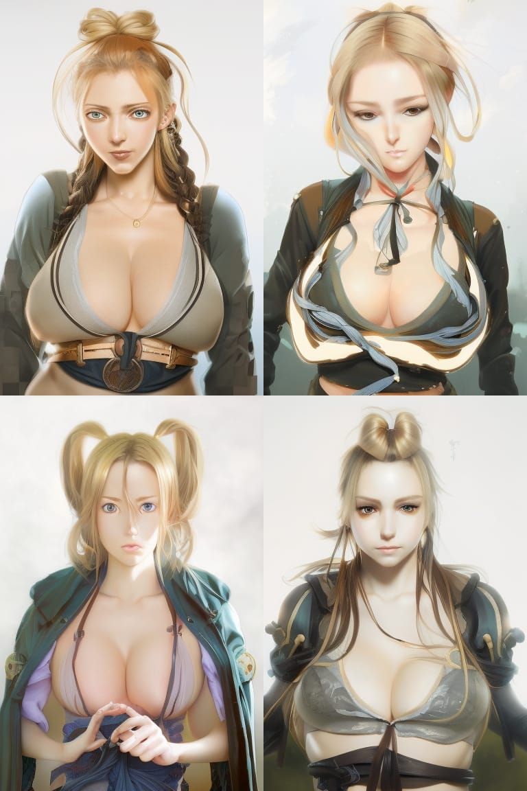 Anime Girl with Golden Hair in Detailed Render