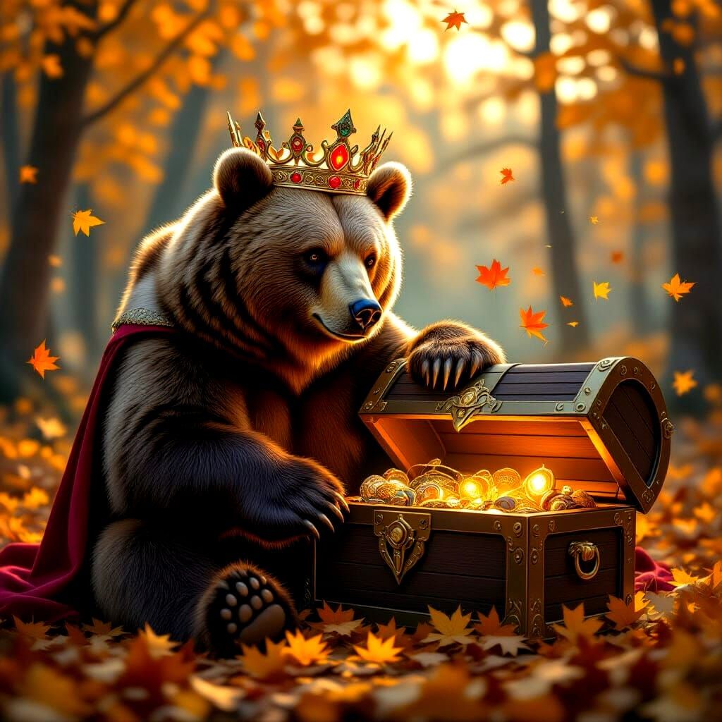 Crowned Bear Guardian of Ancient Treasure