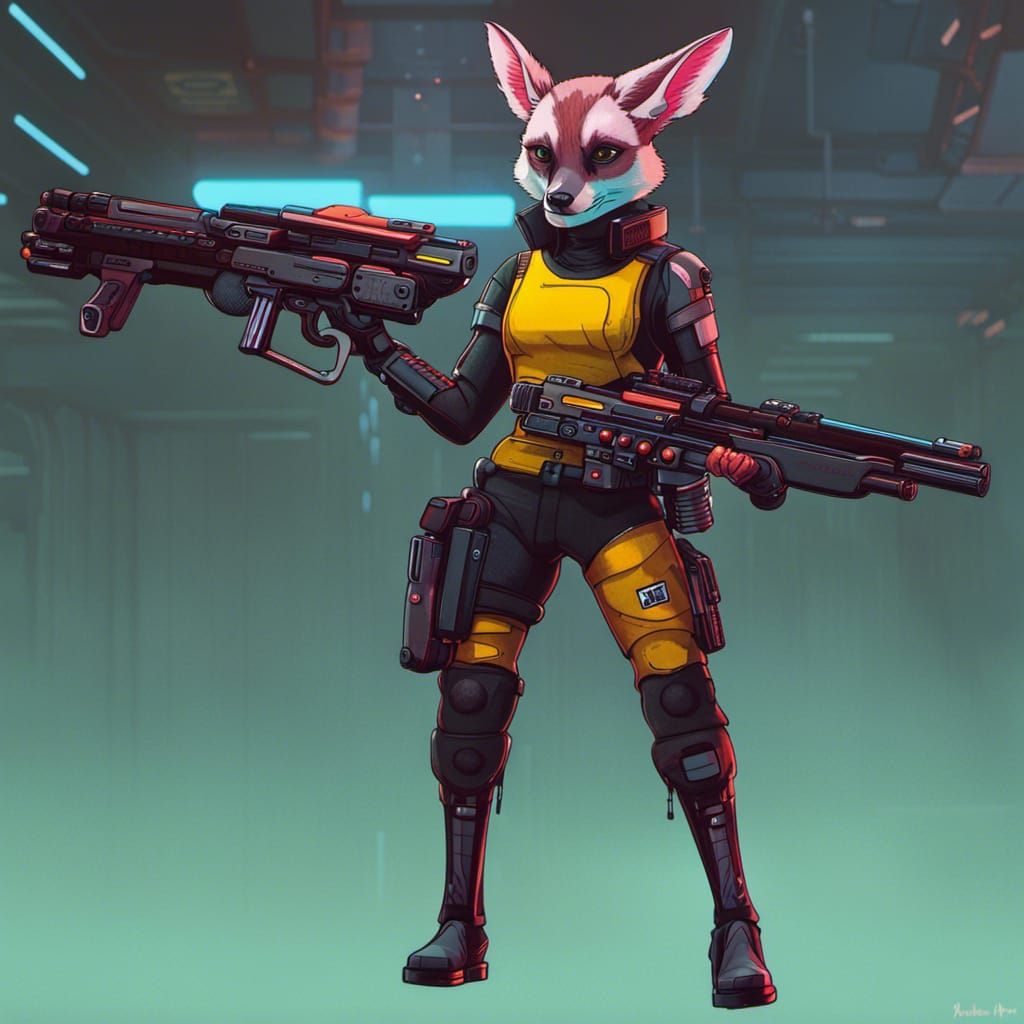 Fennec Shand in Cyberpunk Style with SMGs