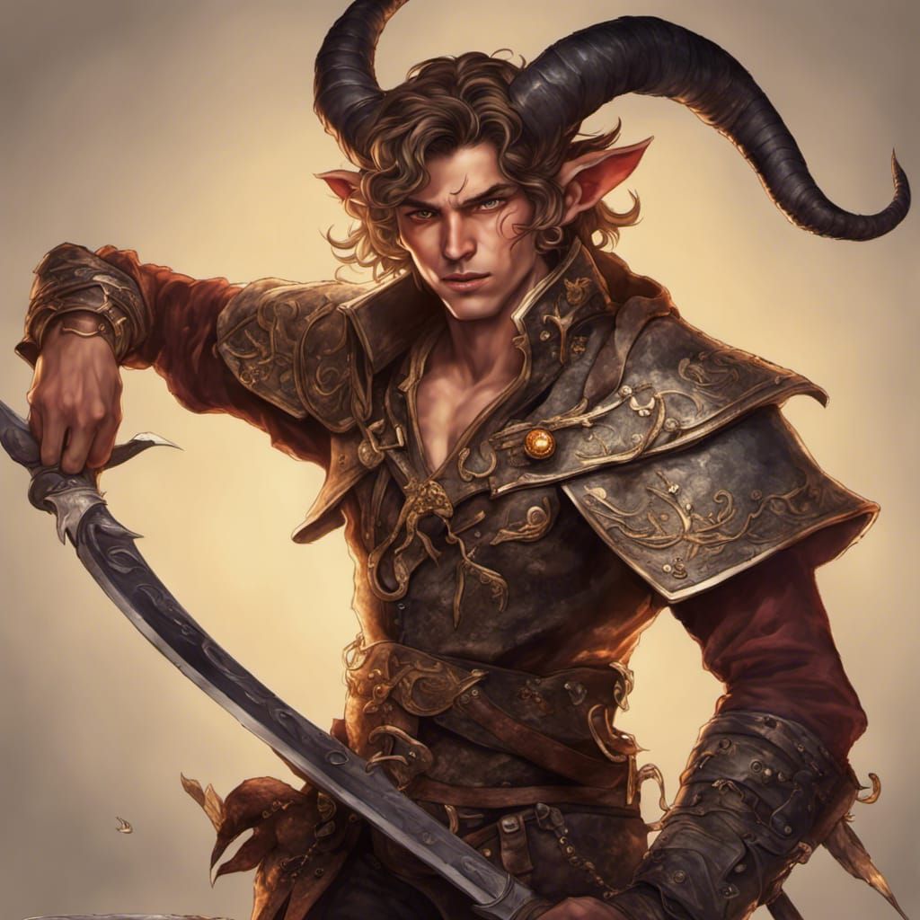 Tiefling Bard Portrait with Jeweled Dagger