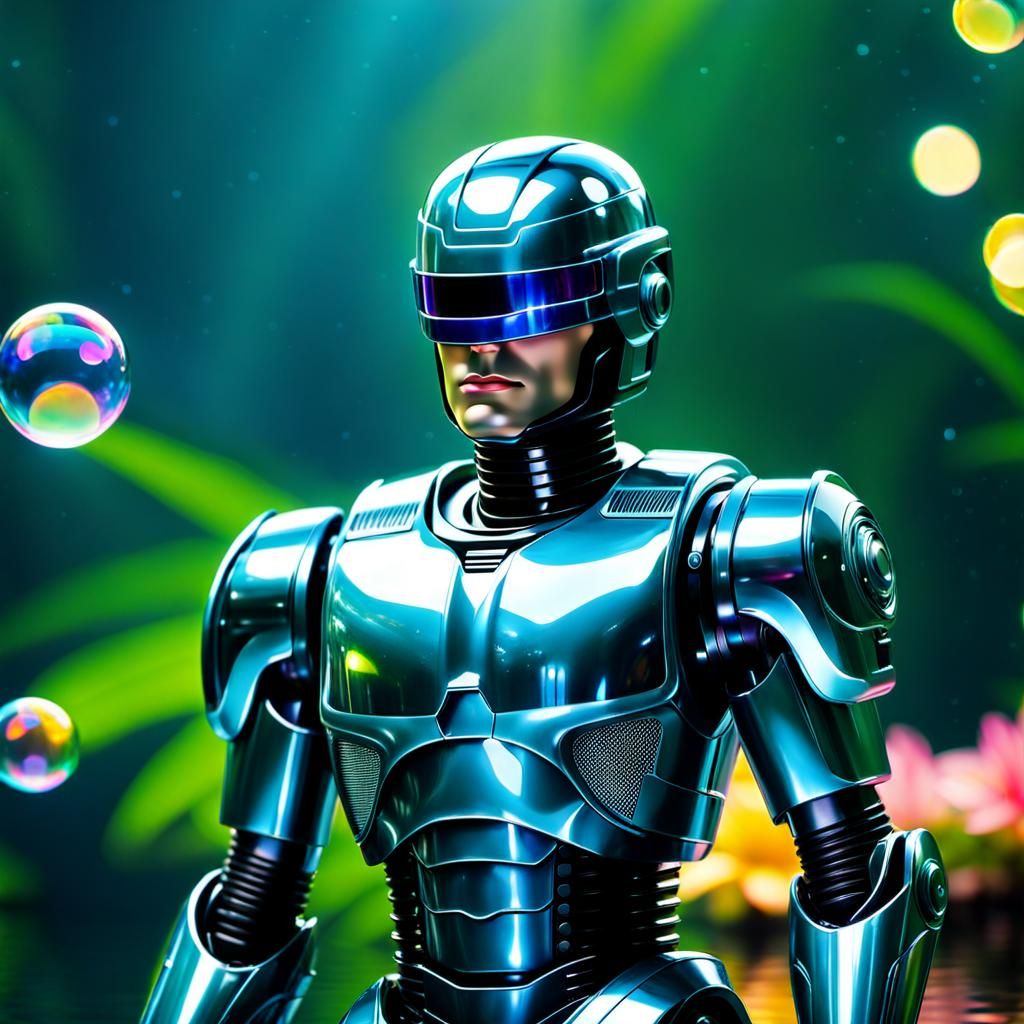 Glossy Robocop in Skeuomorphic Abstract Tech Style