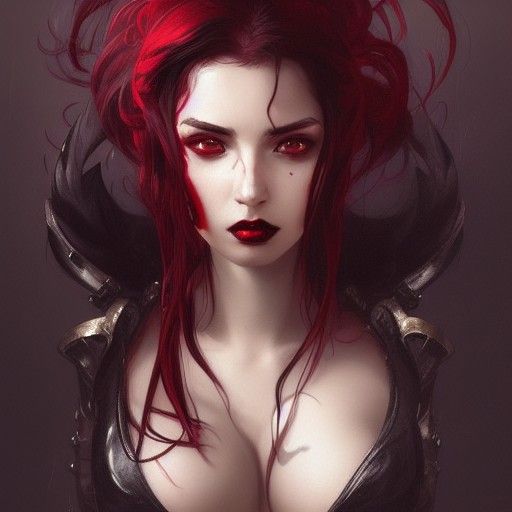 Gorgeous Vampire Warrior Portrait in Hyperdetailed Style