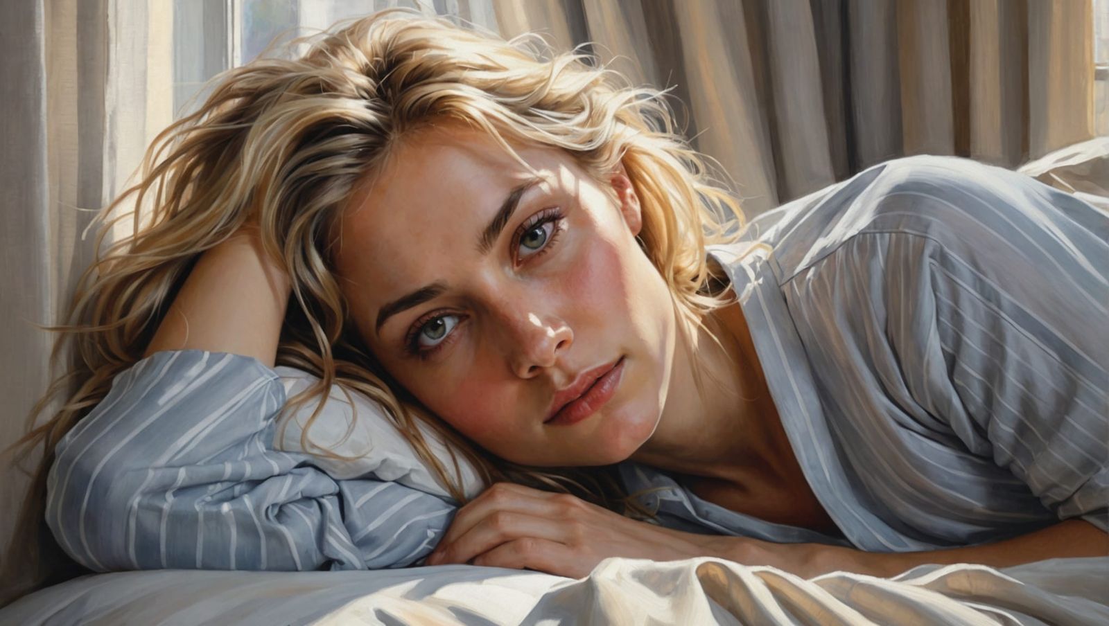 Woman Waking Up in Morning Light: Impressionistic Style