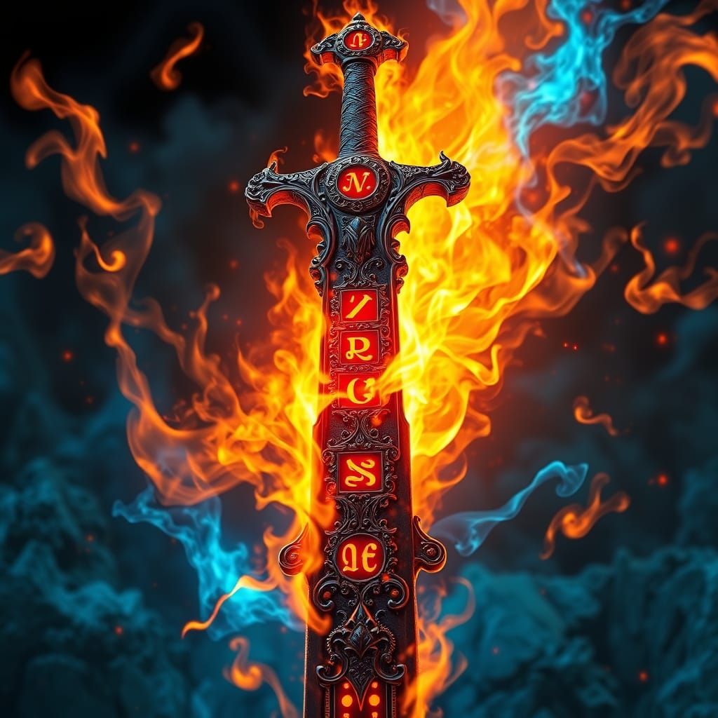 Baroque Black Sword in Fiery Aura