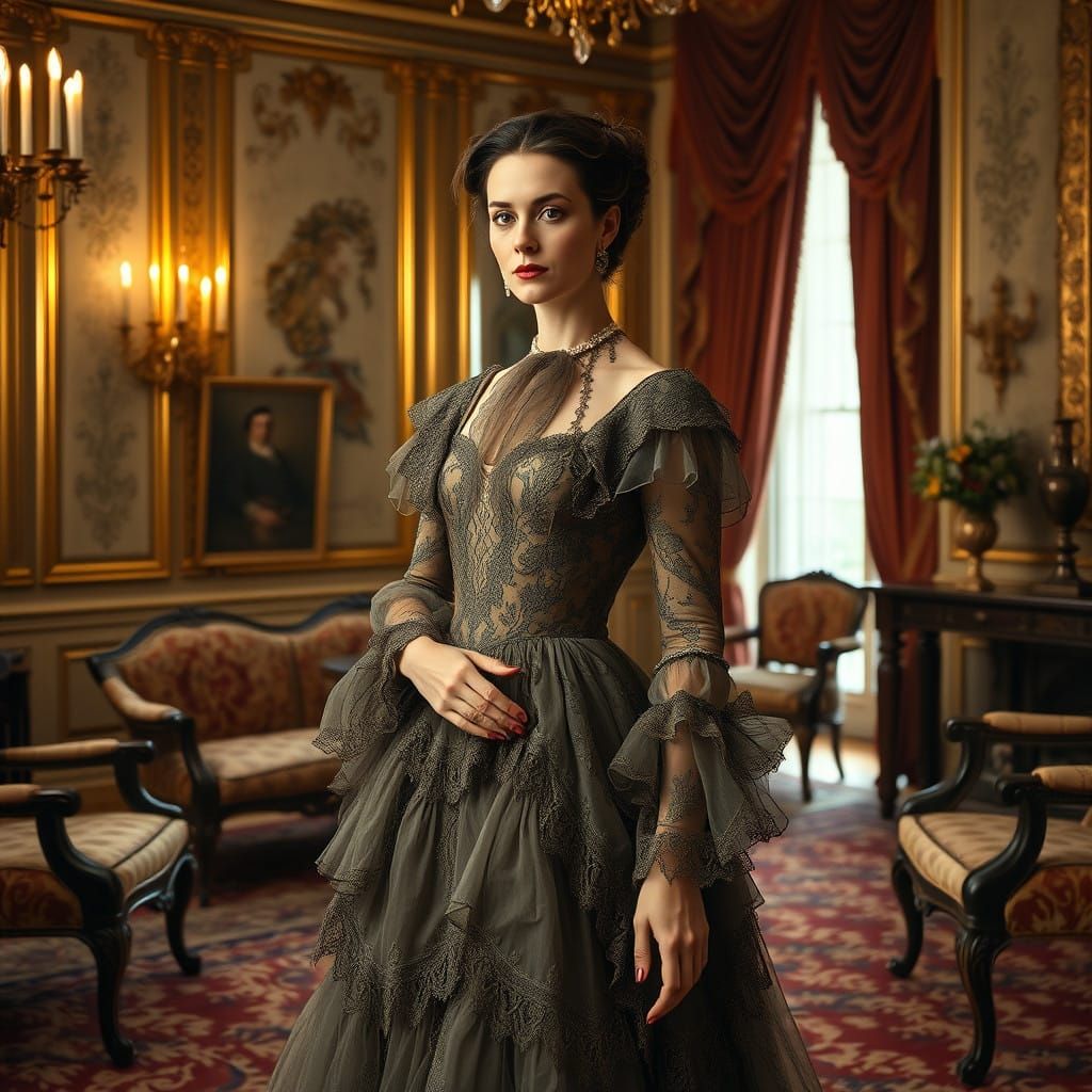 Elegant Victorian Lady in Opulent Parlour