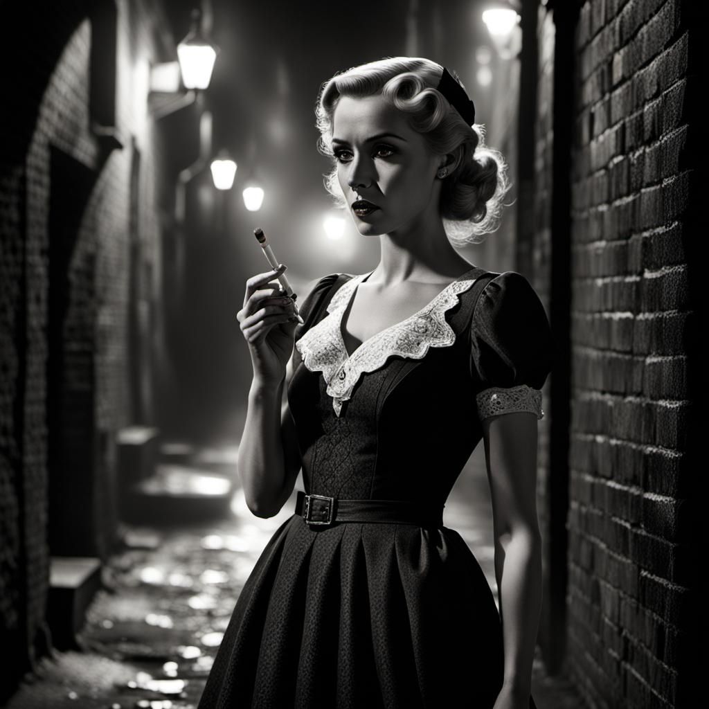 Cynical Elf in Noir Style Holding Cigarette