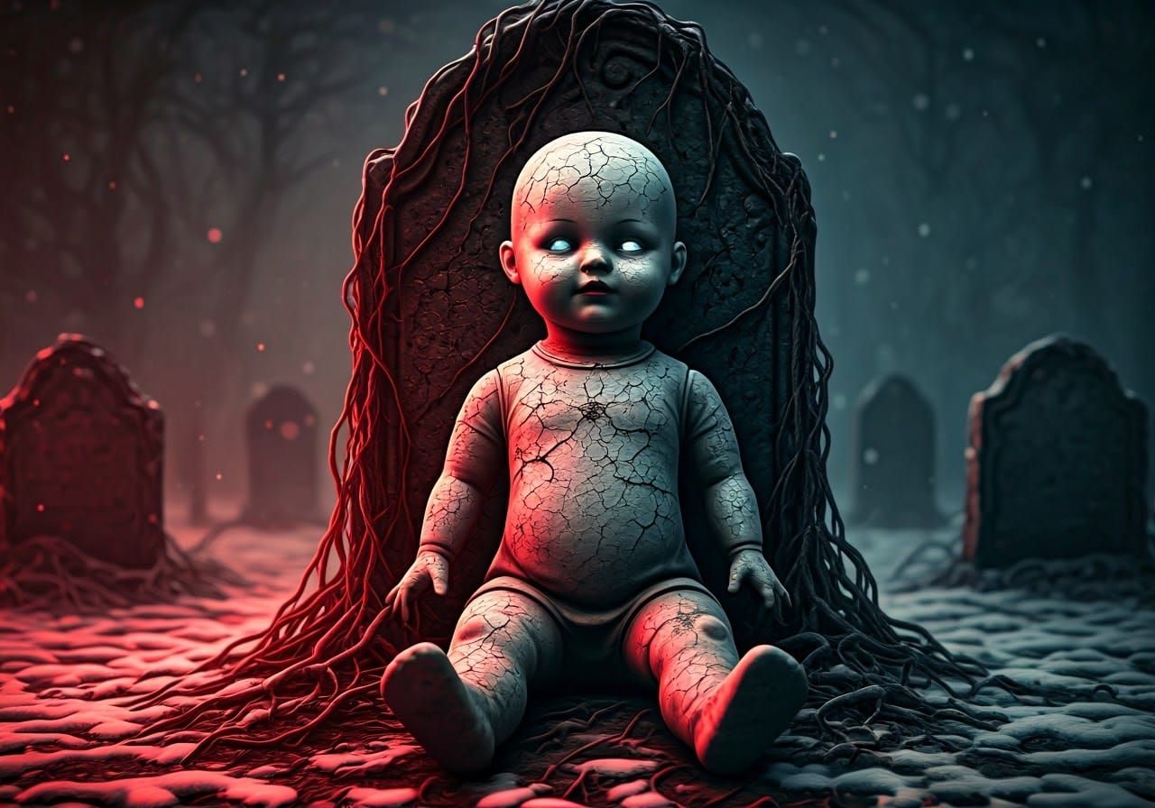 Creepy China Doll by Gravestone: Digital Art