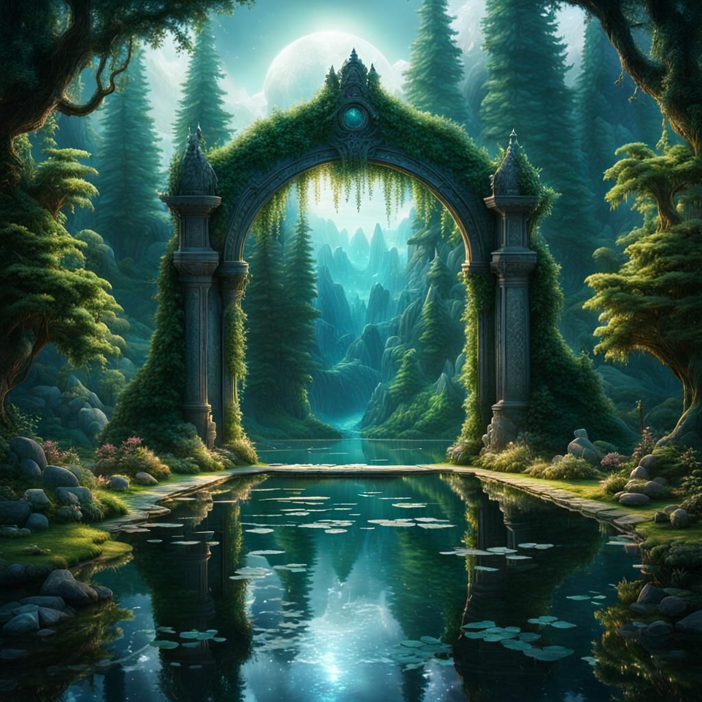 Epic Crystal Archway in Majestic Digital Matte Painting