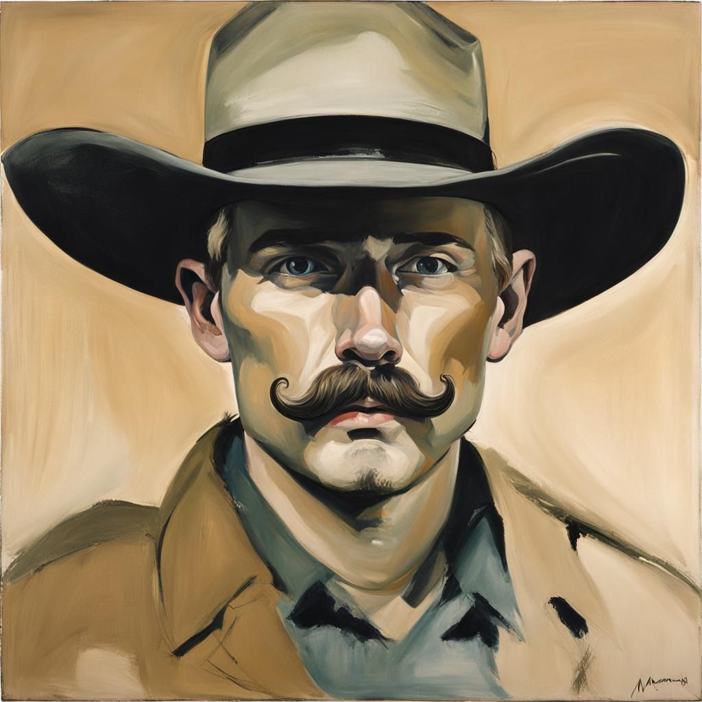 Cowboy Portrait in Style of Marlene Dumas