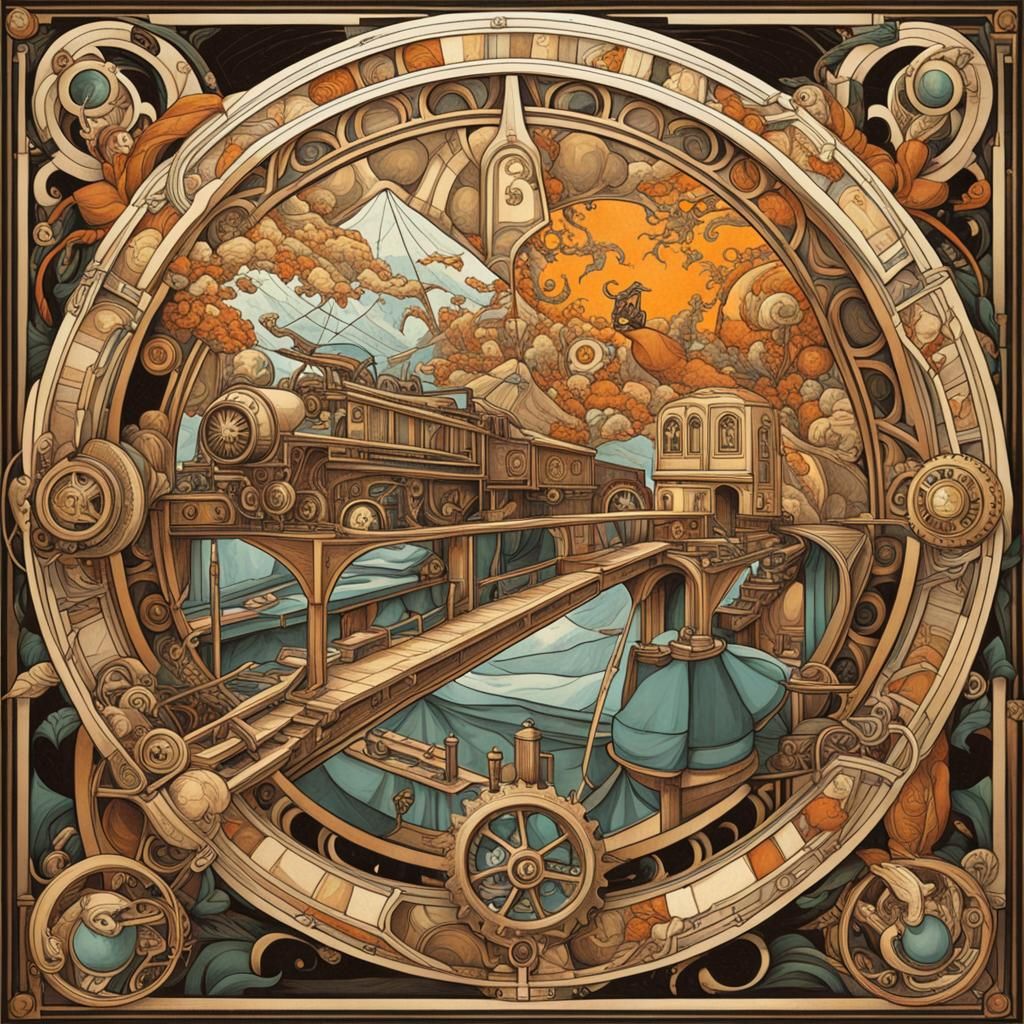 Escher and Steampunk in Art Deco Style
