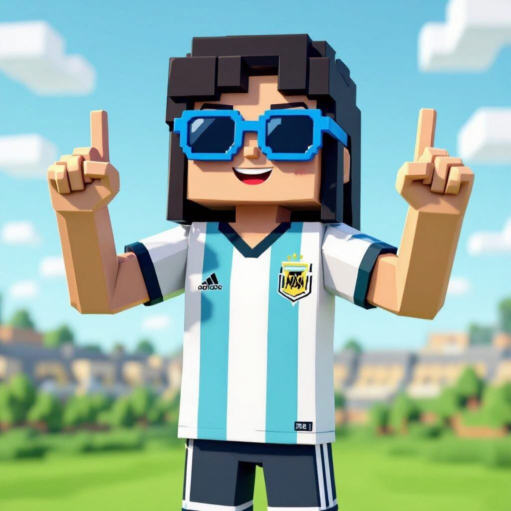 Minecraft-Style Girl with Argentina Jersey