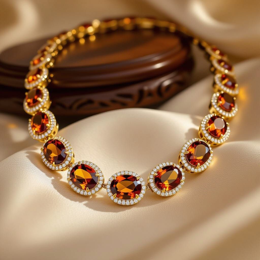 Elegant Amber Gemstone Necklace in Warm Studio Light