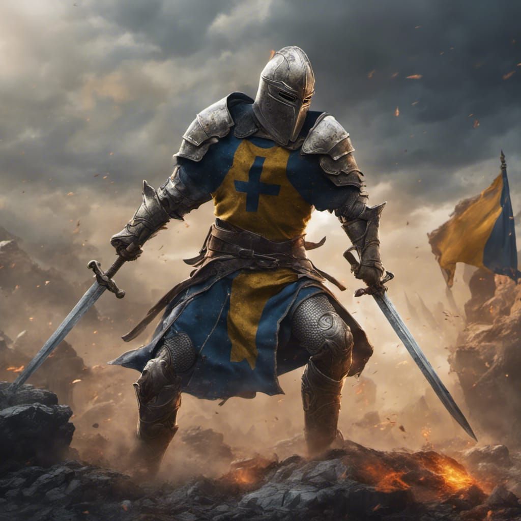 Swedish Flag Paladin Battlefield Fantasy Art