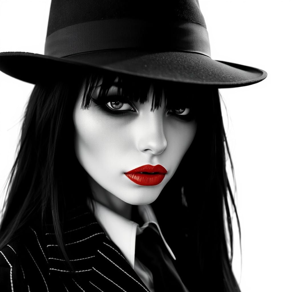 Goth Woman in Analog Horror, Glitch Core Style