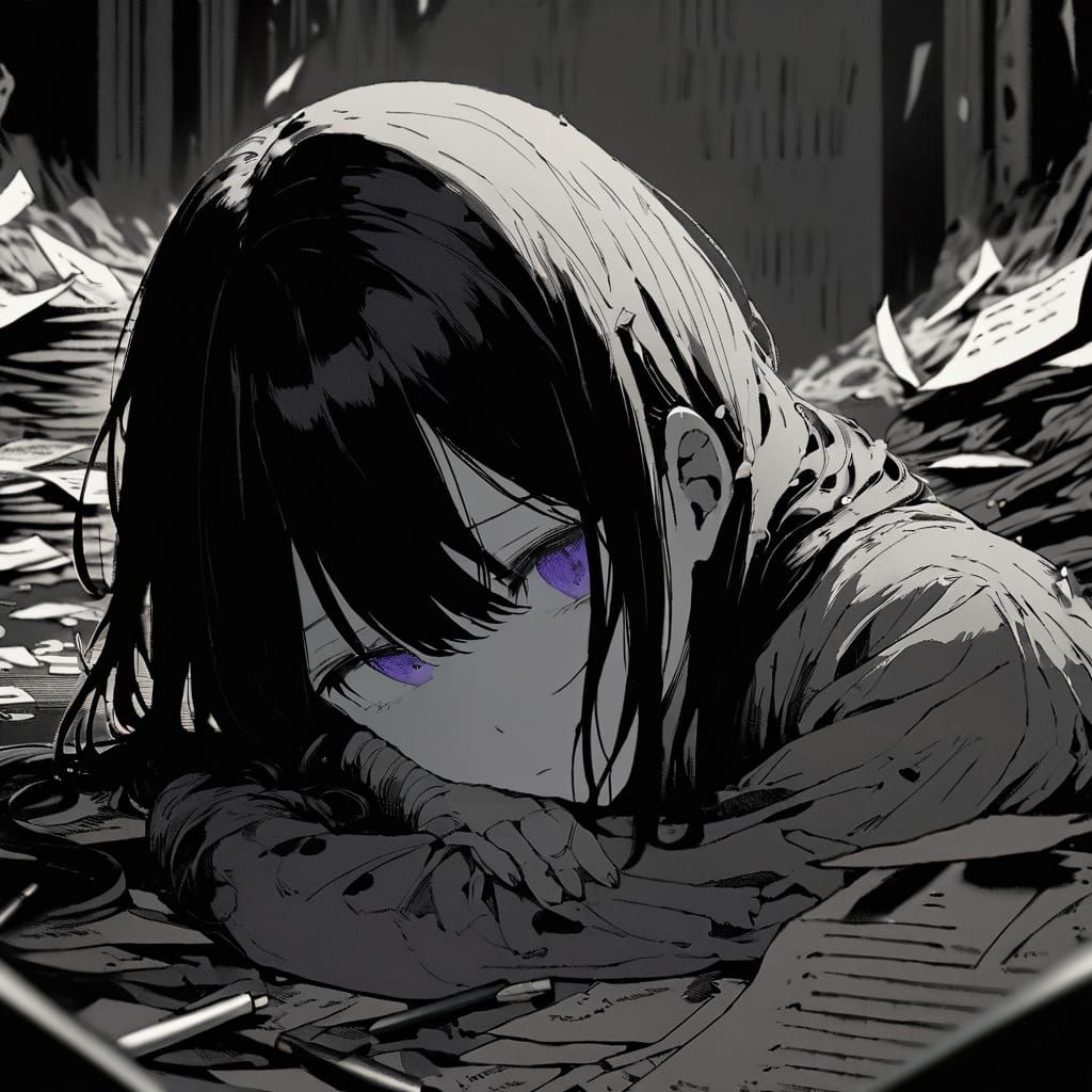 Melancholic Anime Portrait in Muted Colors