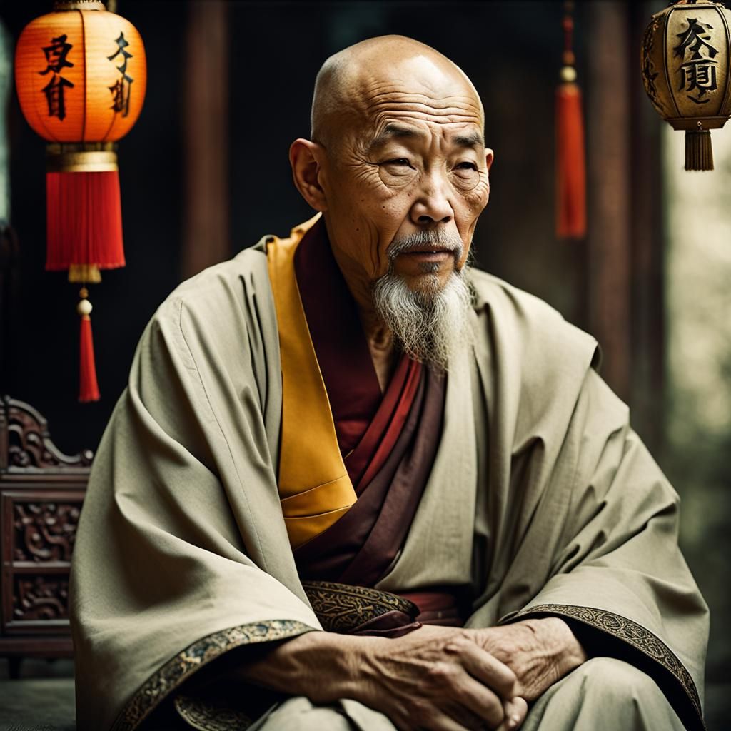 Contemplative Monk Portrait in Fine Art Photography Style