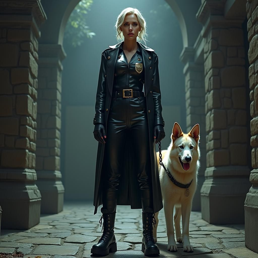 Kylie Minogue: Security Guard in Black Boot Prison