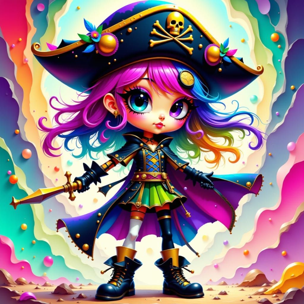 Chibi Bratz Pirate in Vibrant Anime Style