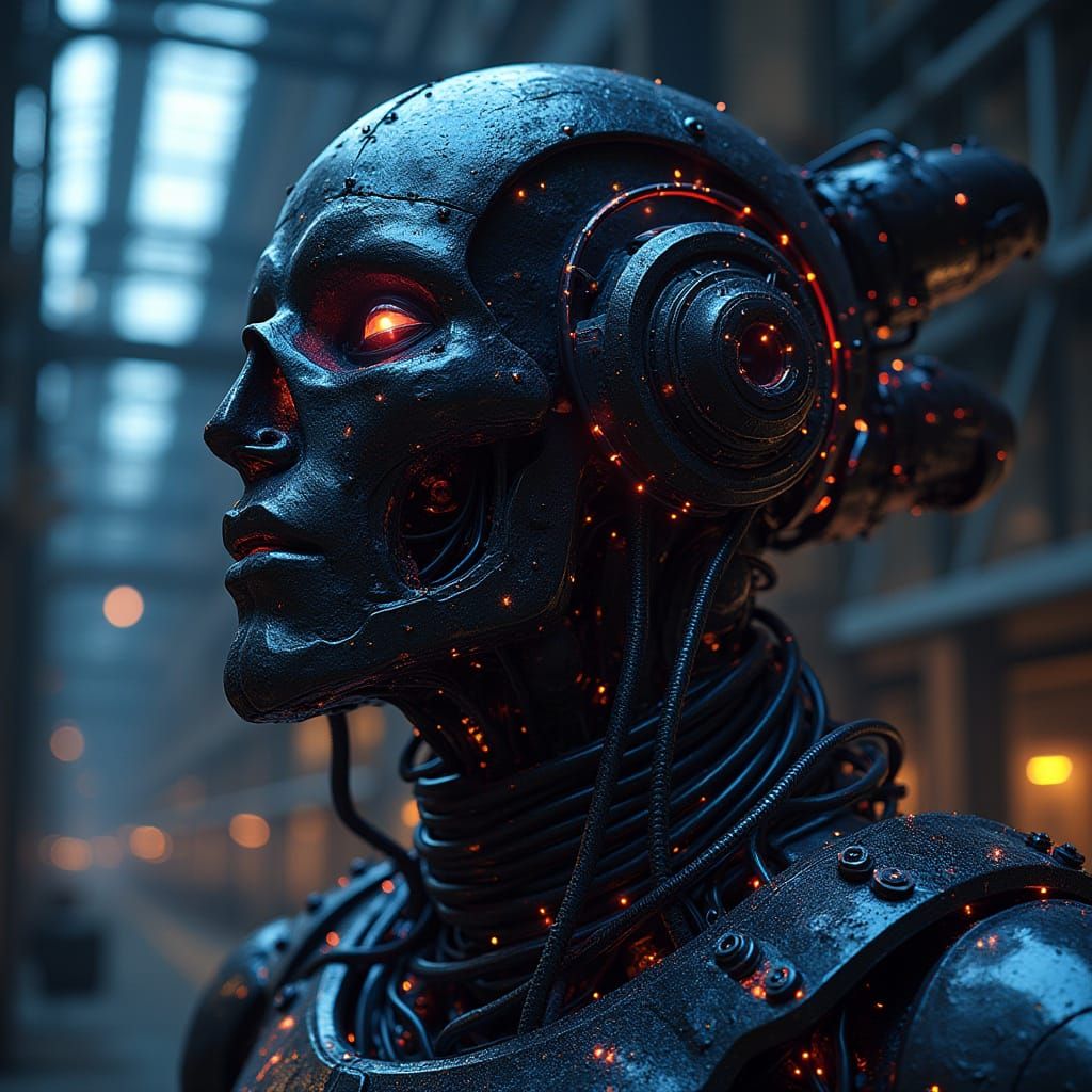 Cyberpunk Industrial Fortress with Futuristic Neon Lights