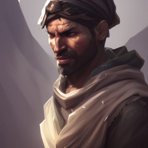 Desert Bandit Portrait in Hyperdetailed Digital Art