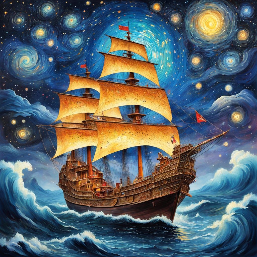 Zheng He's Treasure Ship: Psychedelic Starry Night
