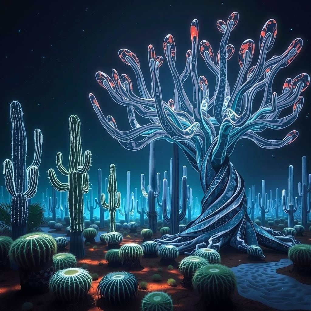 Magical Desert of Illuminated Sculptures