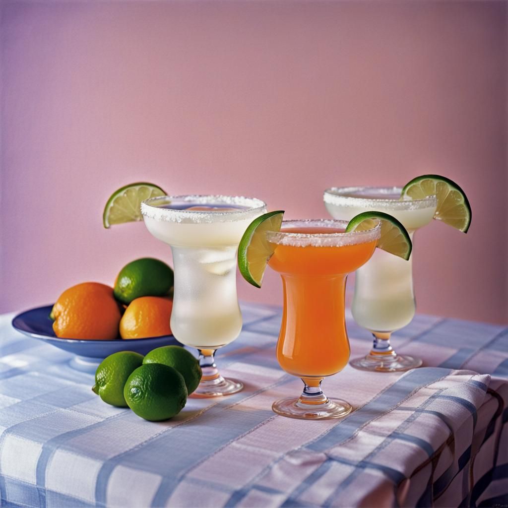 Margaritas with Limes in Pastel Photo Style