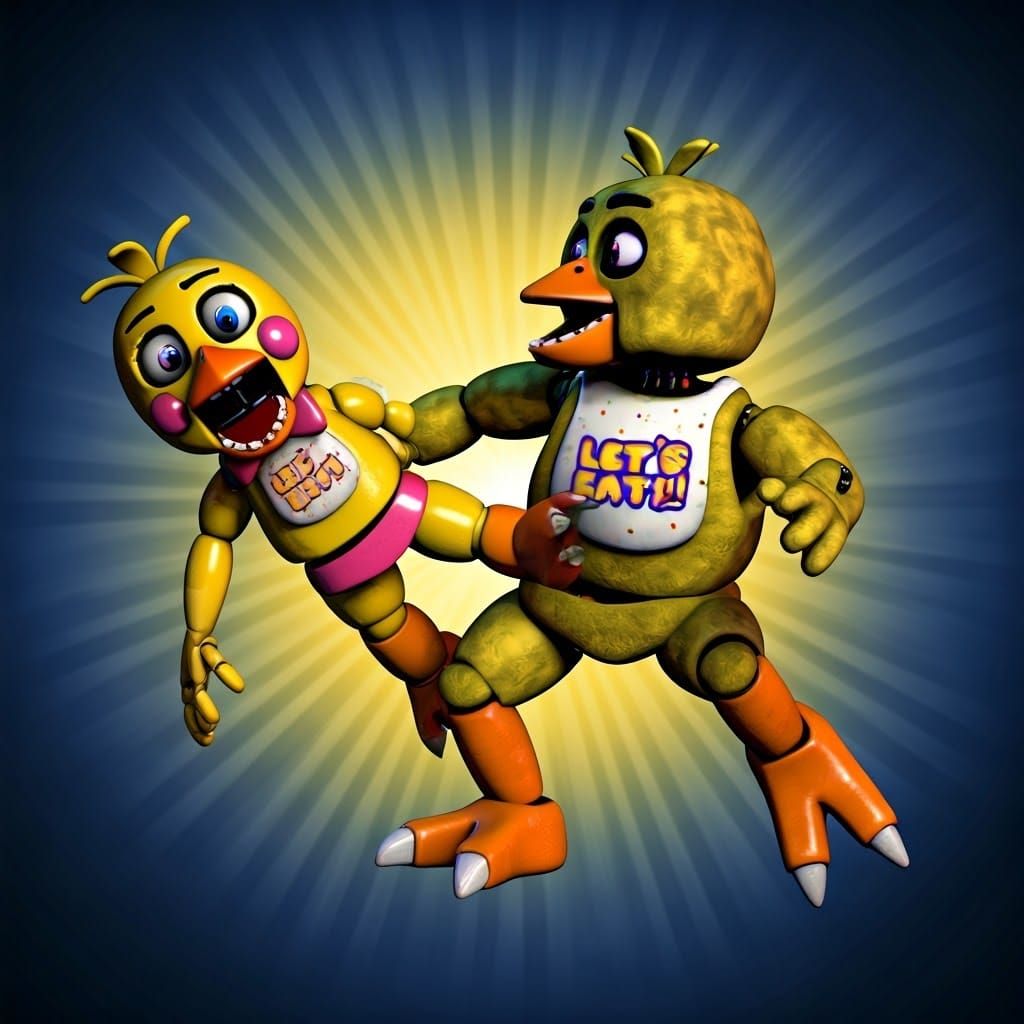 Chica Battles Toy Chica for Freddy's Attention
