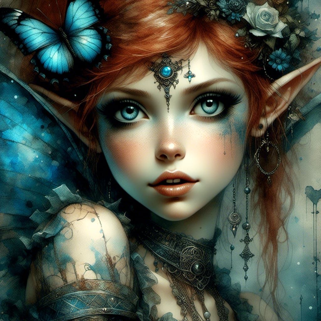 Red-Haired Pixie Portrait in Fantasy Art Style