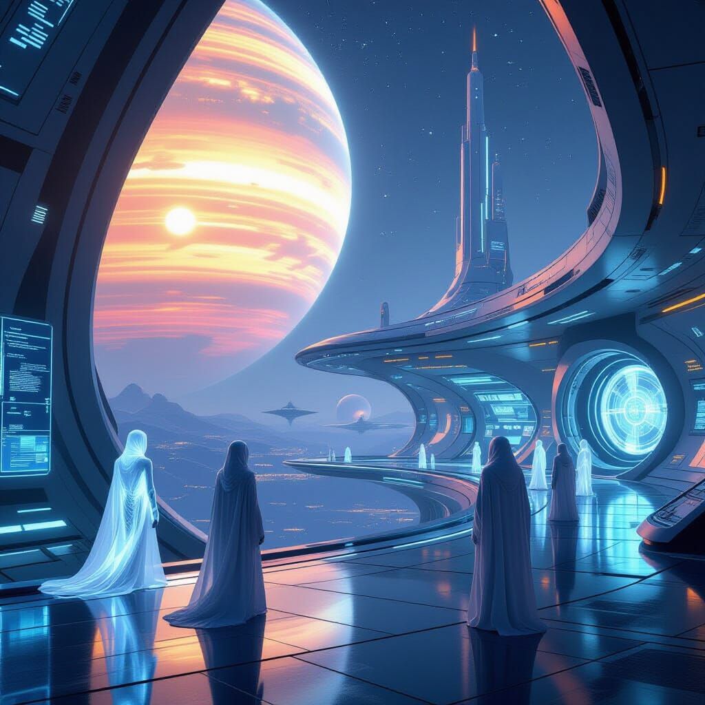 Interstellar Meeting in Detailed Cinematic Style