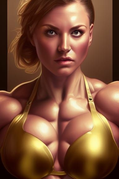 Female Bodybuilder: Digital Painting with Cinematic Lighting